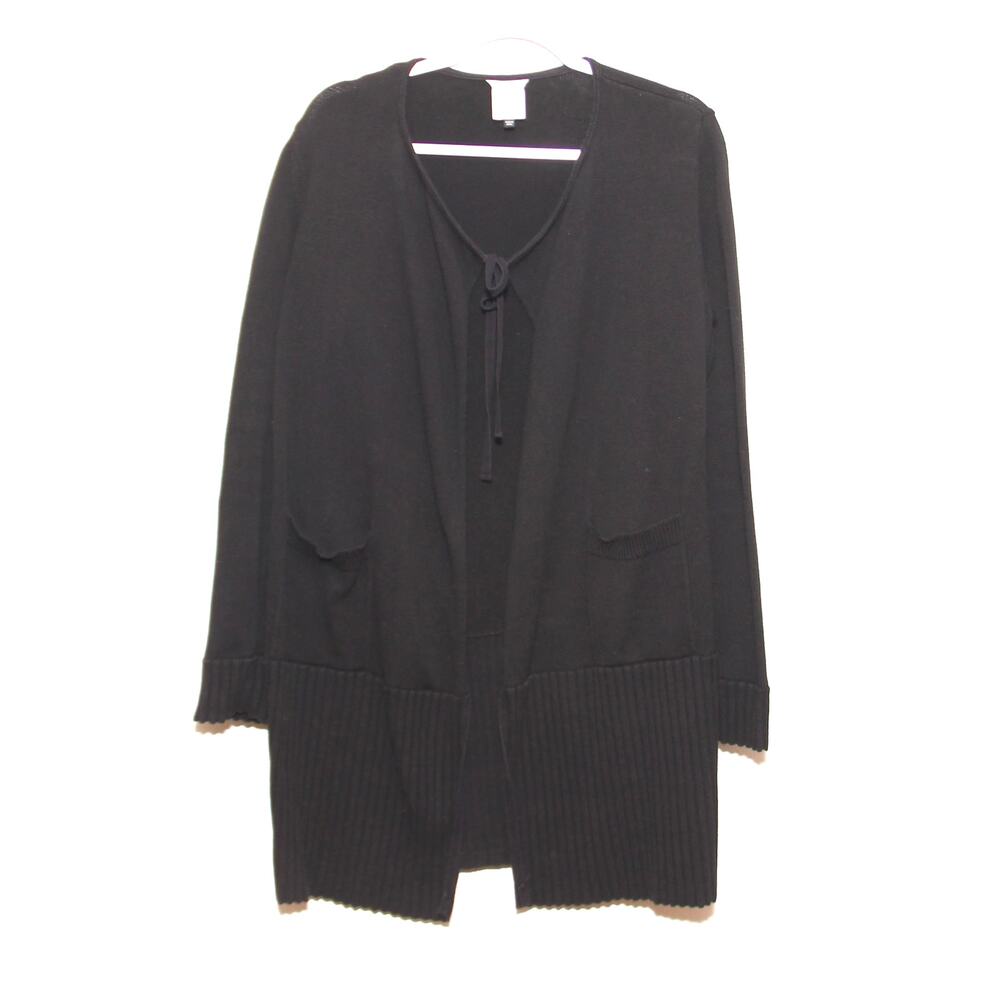 Cabi Style #5827 Black Cotton Long Cardigan Sweater Size Medium Duster